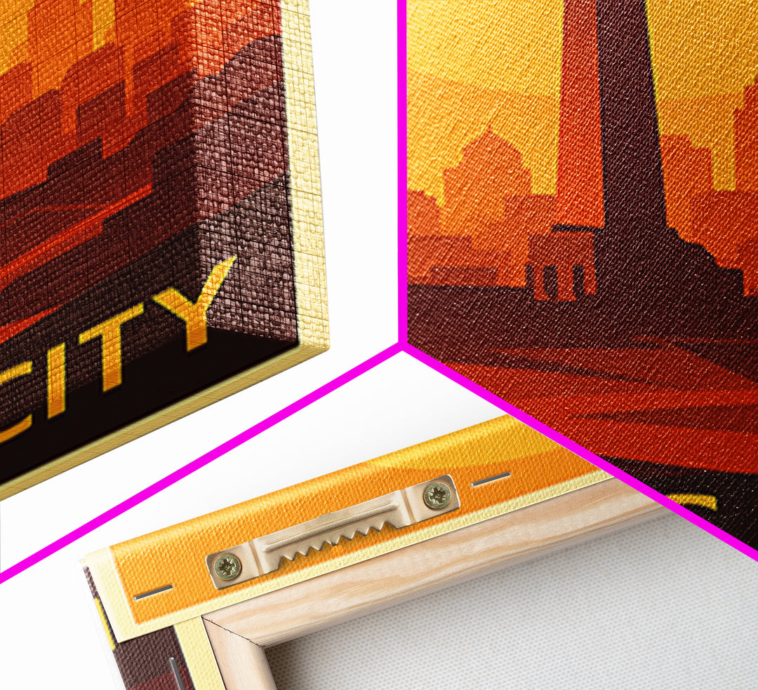 Kansas City Travel Poster, Framed Canvas Print, Gold Art Deco Poster Art, Kansas City Travel Art, Retro Travel Print, Travel Wall Decor