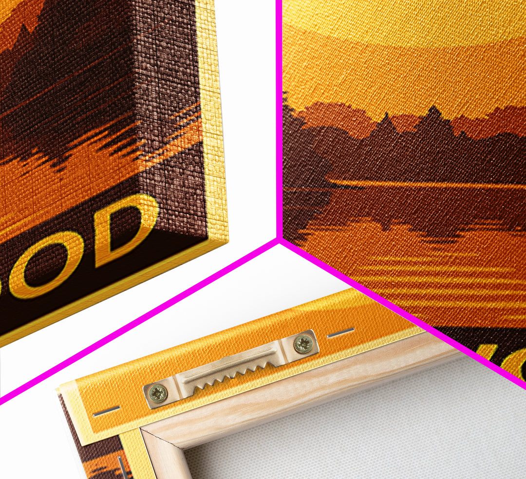 Lakewood Travel Poster, Framed Canvas Print, Golden Travel Poster Art, Lakewood City Art, Living Room Wall Art, City Illustration