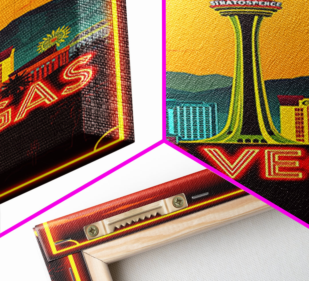 Las Vegas Travel Poster, Framed Canvas Print, Gold Art Deco Poster Art, Las Vegas Art Print, Gift For Travelers, Vintage Travel Art
