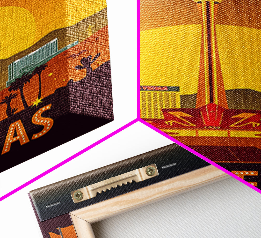 Las Vegas Travel Poster, Canvas Print, Warm Sunset Silhouette Art, Las Vegas Art Print, Vintage Travel Art, Vintage Travel Print