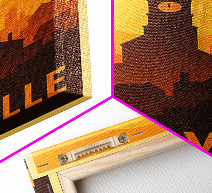 Lewisville Travel Poster, Canvas Print, Warm Sunset Silhouette Art, Lewisville Wall Art, Travel Wall Art, Watercolor City Skyline