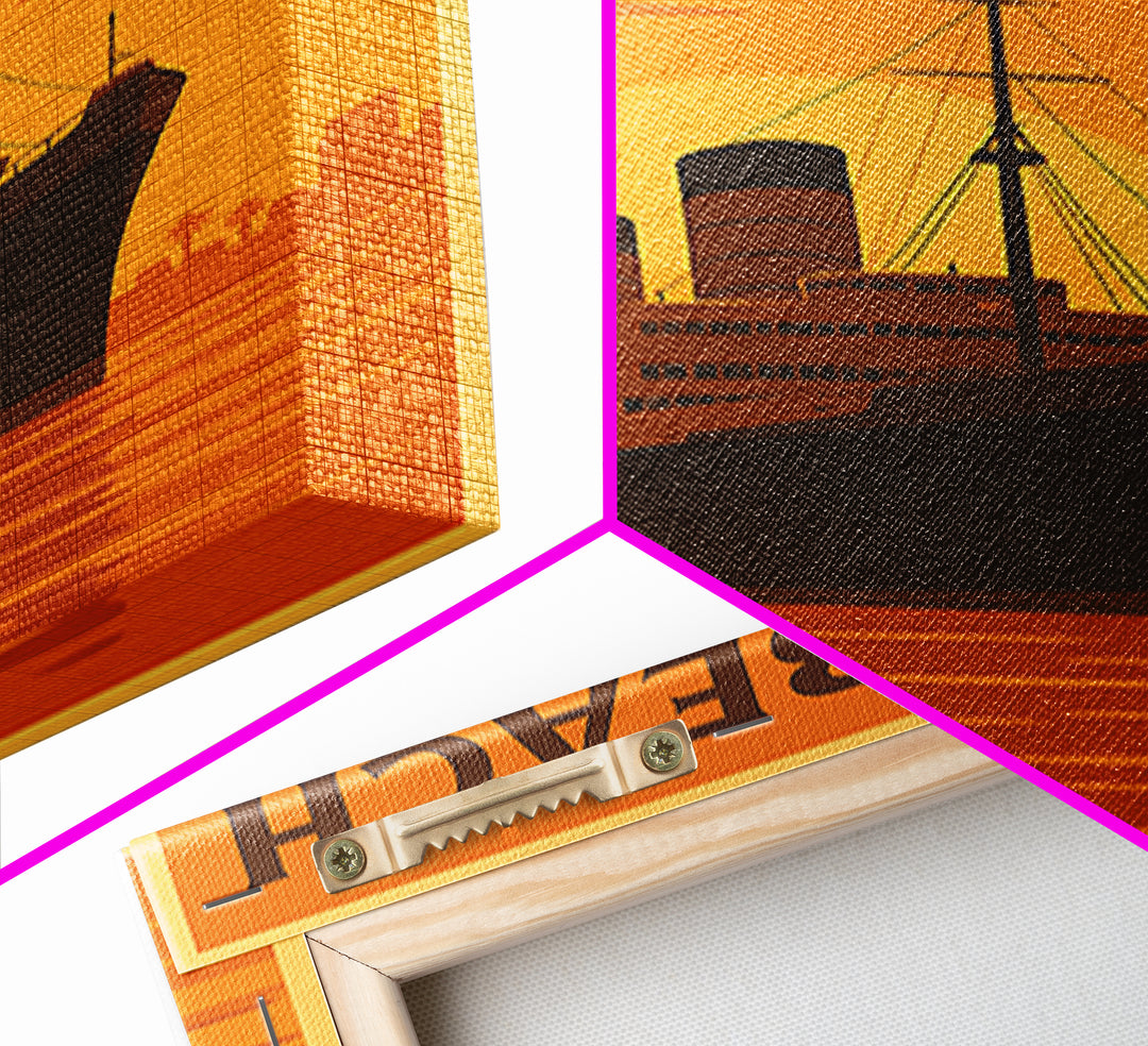 Long Beach California Travel Poster, Canvas Print, Warm Sunset Silhouette Art, Long Beach Poster Print, Travel Print, Travel Wall Art