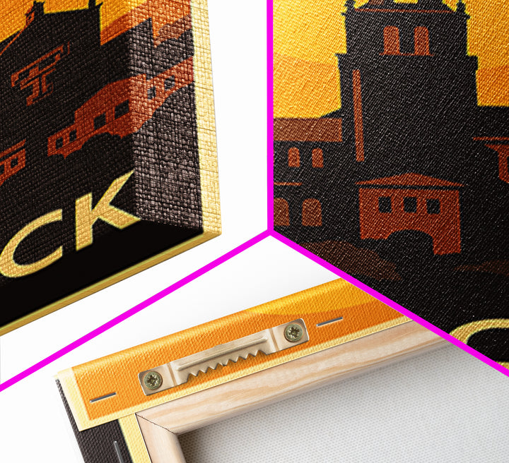 Lubbock Travel Poster, Framed Canvas Print, Warm Sunset Silhouette Art, Lubbock Wall Art, Vintage City Poster, Vintage City Art