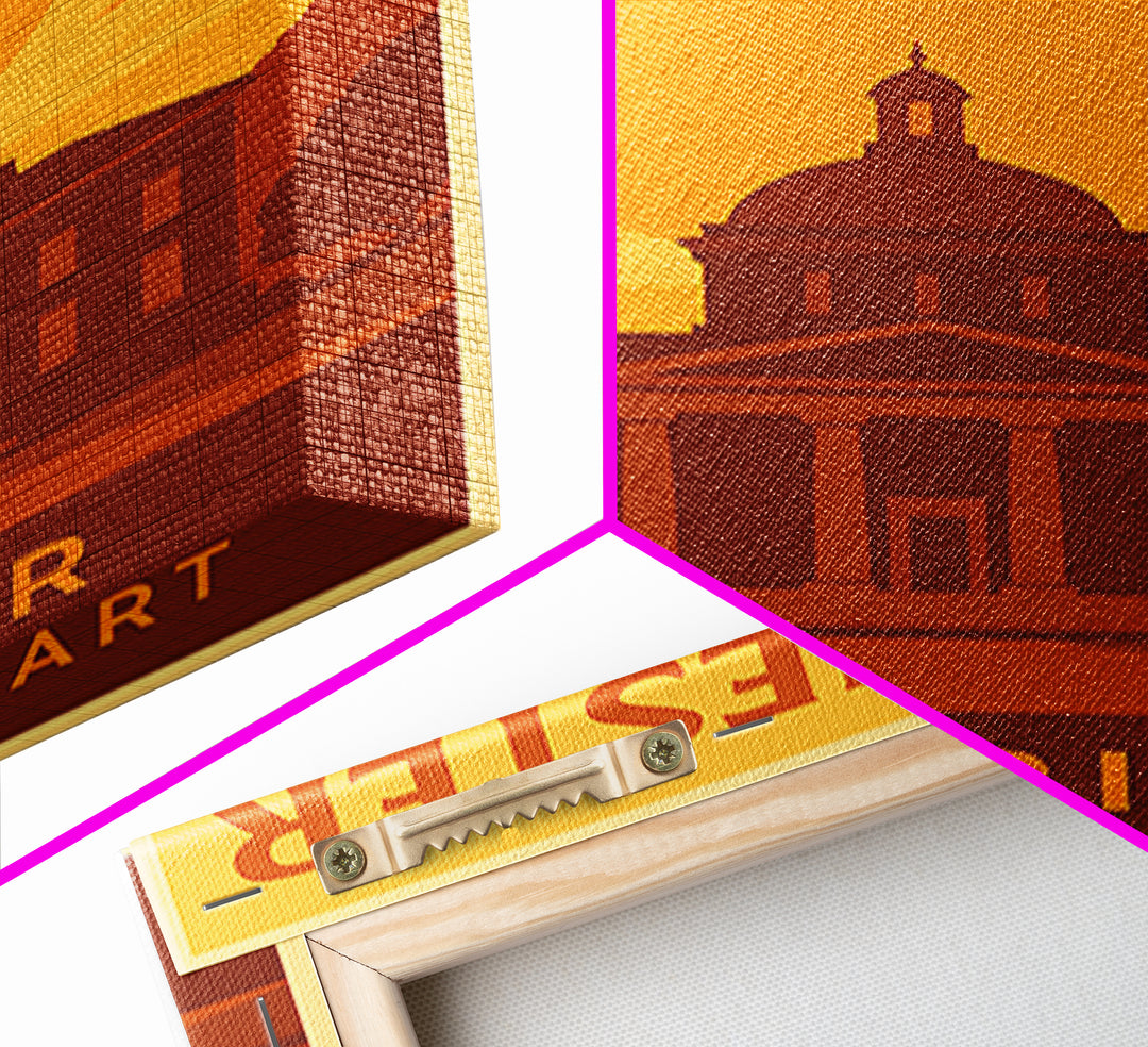 Manchester New Hampshire Travel Poster, Canvas Print, Gold Art Deco Poster Art, Manchester City Art, Vintage Travel Print, Wall Art