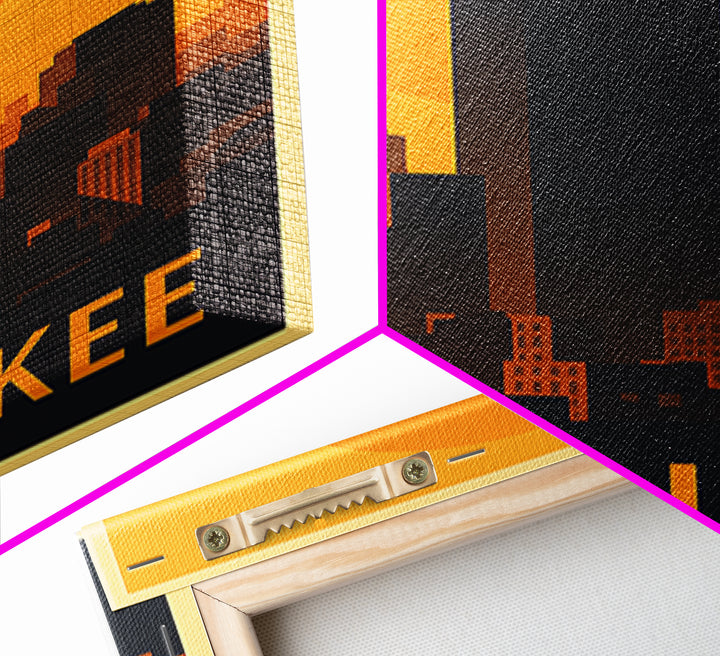 Milwaukee Travel Poster, Canvas Print, Gold Art Deco Poster Art, Milwaukee Travel Art, Fine Art Print, City Art Print, Living Room Wall Art
