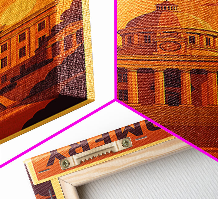 Montgomery Alabama Travel Poster, Canvas Print, Golden Travel Poster Art, Montgomery Travel Art, City Travel Prints, Travel Wall Decor