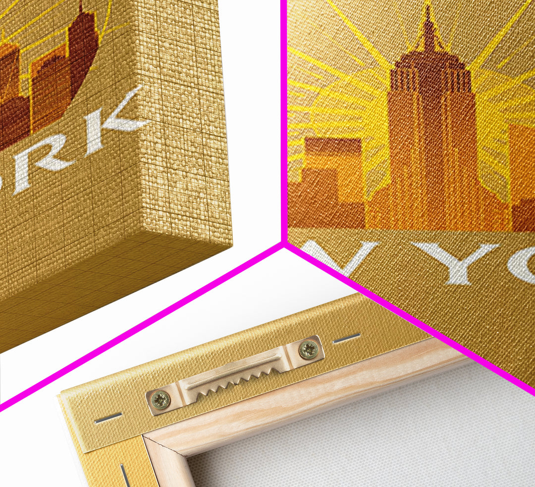New York Travel Poster, Canvas Print, Gold Art Deco Poster Art, New York Wall Art, Travel Poster Set, City Art Print, Retro Travel Print