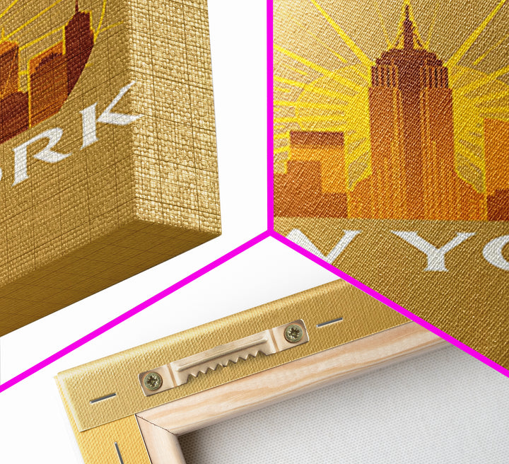 New York Travel Poster, Canvas Print, Gold Art Deco Poster Art, New York Wall Art, Travel Poster Set, City Art Print, Retro Travel Print