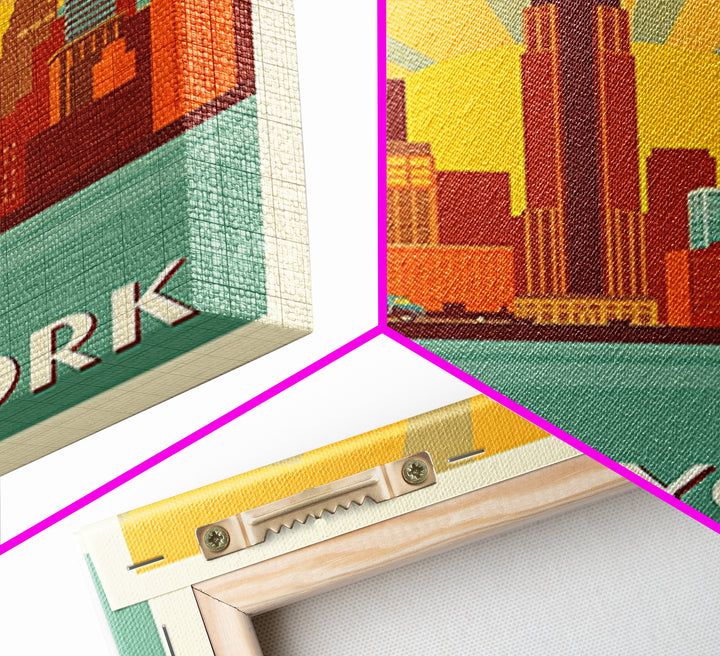New York Travel Poster, Framed Canvas Print, Vintage Deco Wall Art, New York Poster Print, City Travel Prints, Travel Art Print