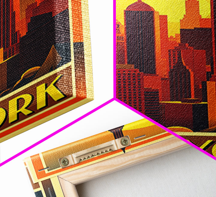 New York Travel Poster, Canvas Print, Gold Art Deco Poster Art, New York Poster Print, Wanderlust Decor, Fine Art Print, Home Office Decor