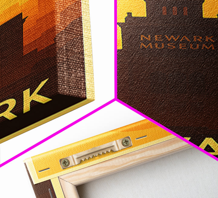 Newark Travel Poster, Framed Canvas Print, Warm Sunset Silhouette Art, Newark City Art, Home Office Decor, Gift For Travelers, Design 2