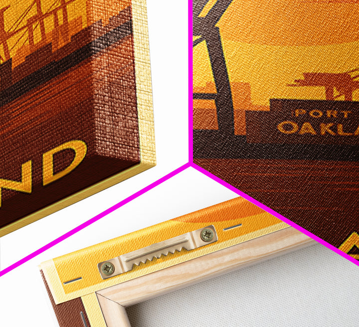 Oakland Travel Poster, Canvas Print, Golden Travel Poster Art, Oakland Poster Print, Watercolor Downtown Skyline, Office Decor, Poster Art