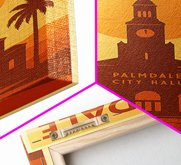 Palmdale California Travel Poster, Canvas Print, Gold Art Deco Poster Art, Palmdale Art Print, Travel Art, Wanderlust Decor, Travel Prints