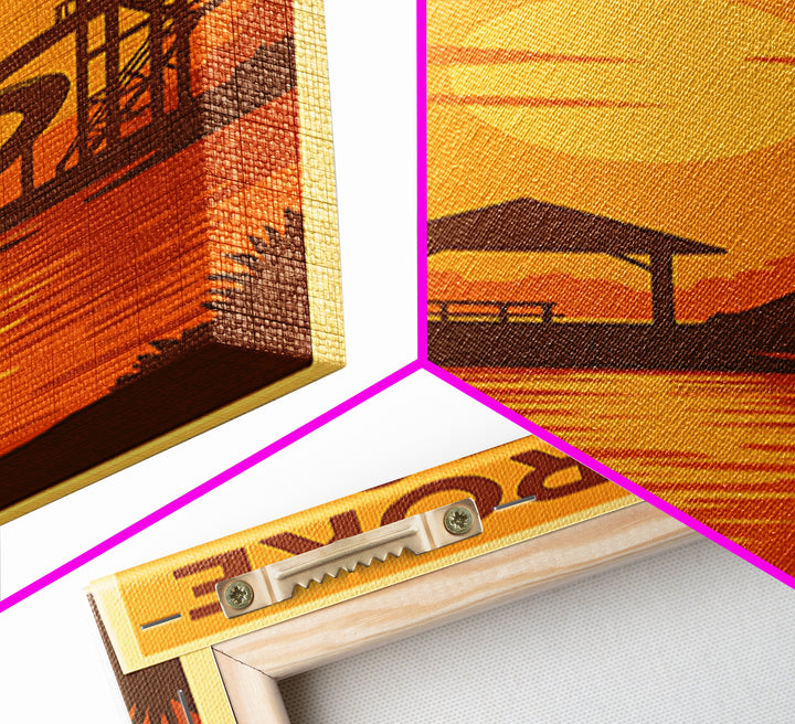 Pembroke Pines Florida Travel Poster, Canvas Print, Warm Sunset Silhouette Art, Pembroke Pines Wall Art, Retro Travel Print, City Poster