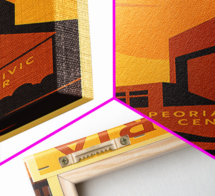 Peoria Arizona Travel Poster, Canvas Print, Golden Poster Art, Peoria Poster Print, Retro Travel Print, City Travel Prints, Travel Decor