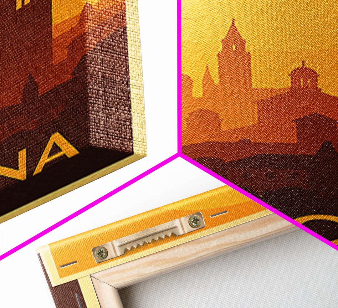 Pomona Travel Poster, Canvas Print, Gold Art Deco Poster Art, Pomona Poster Print, Mid Century Wall Art, Living Room Wall Art, Design 2