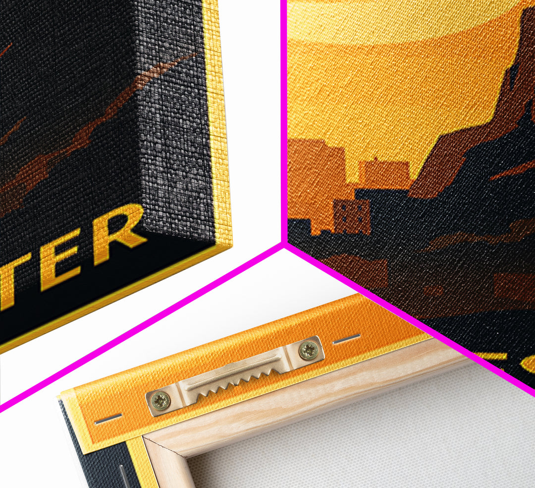 Rochester Travel Poster, Framed Canvas Print, Warm Sunset Silhouette Art, Rochester Travel Art, Living Room Wall Art, Vintage City Poster