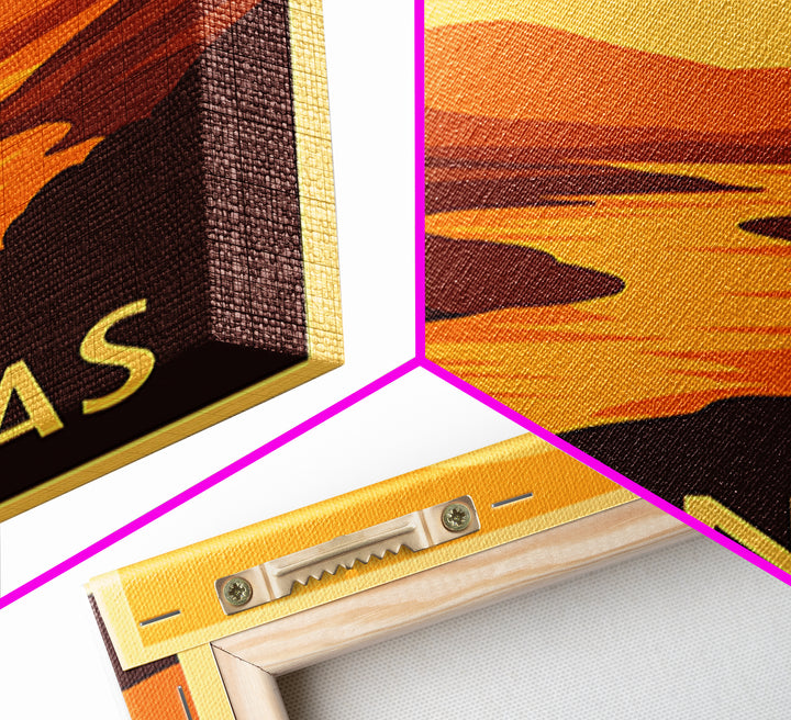 Salinas Travel Poster, Framed Canvas Print, Golden Travel Poster Art, Salinas Poster Print, City Illustration, Vintage City Art