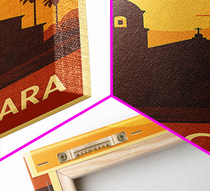 Santa Clara Travel Poster, Framed Canvas Print, Gold Art Deco Poster Art, Santa Clara Art Print, Travel Art Print, Home Office Decor