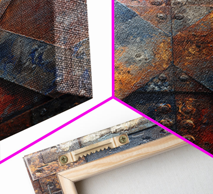 Steel and Rust Texture Abstract Panel Canvas Print, Garage Art, Car Poster, Garage Decor, Abstract Art, Motor, Game Room Art, GAR-1x1-23