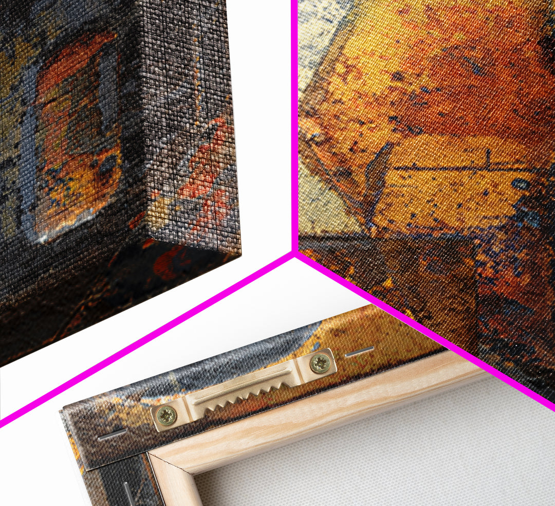 Rusty License Plate Collage Framed Canvas Print, Garage Art, Gallery Decor, Garage Decor, Fine Art, Motor, Contemporary Art, GAR-1x1-32