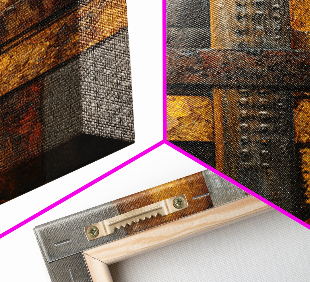 Steel and Rust Texture Abstract Panel Framed Canvas Print, Garage Art, Garage Decor, Abstract Art, Motor, Art Print, Room Decor, GAR-1x1-71