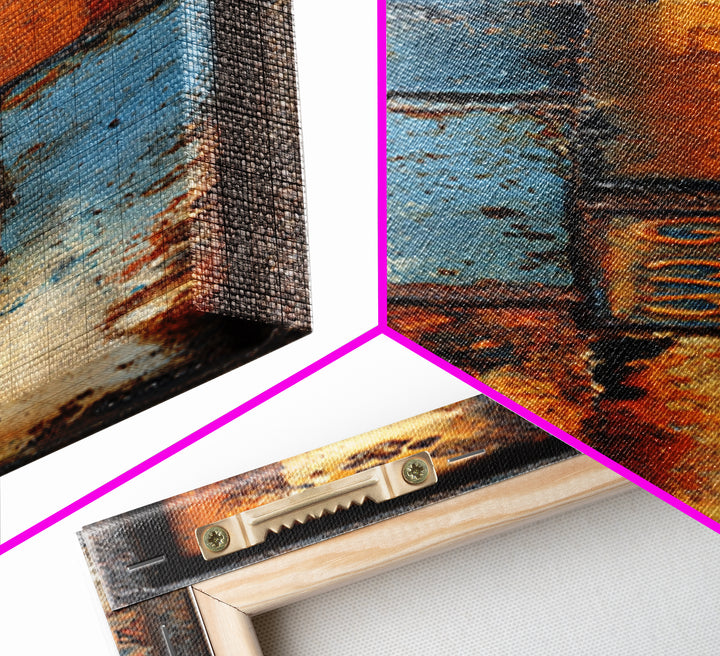 Rusty License Plate Collage Framed Canvas Print, Garage Art, Luxury Decor, Garage Decor, Fine Art, Motor, Large Wall Art, GAR-1x3-20