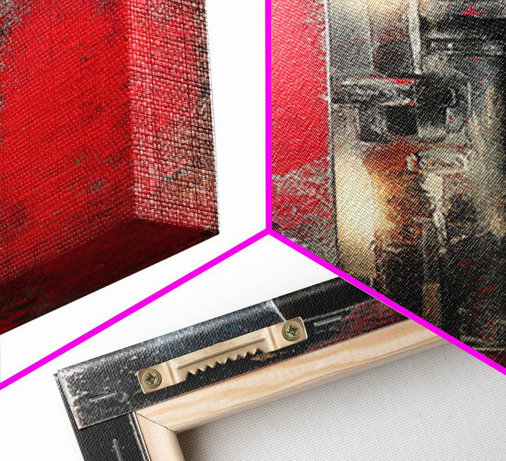 Black and Red Racing Stripe Abstraction Canvas Print, Garage Art, Wall Art, Garage Decor, Abstract Art, Motor, Fall Wall Art, GAR-1x3-48