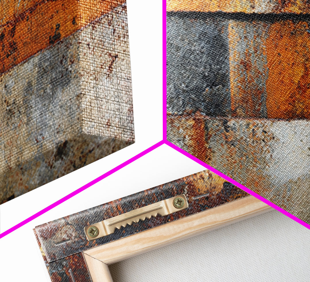 Rusty License Plate Collage Framed Canvas Print, Garage Art, Minimalist Decor, Garage Decor, Fine Art, Motor, Metal Art, GAR-2x1-28