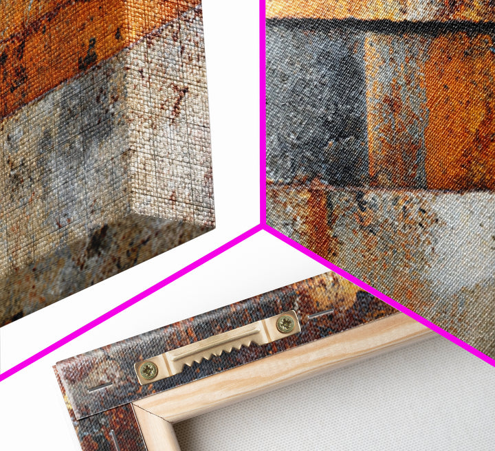 Rusty License Plate Collage Framed Canvas Print, Garage Art, Minimalist Decor, Garage Decor, Fine Art, Motor, Metal Art, GAR-2x1-28