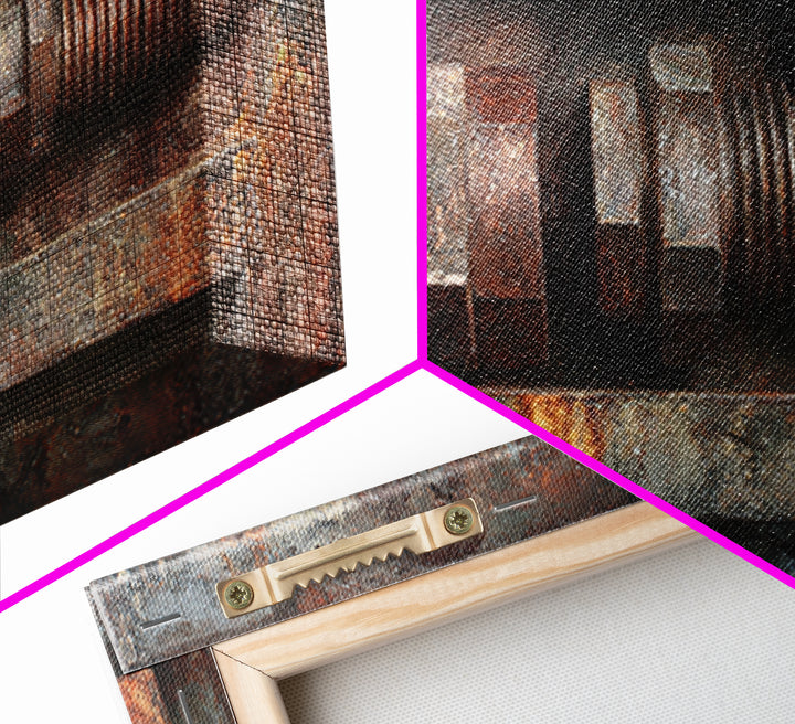 Steel and Rust Texture Abstract Panel Framed Canvas Print, Garage Art, Car Decor, Garage Decor, Motor, Game Room Decor, GAR-2x1-43