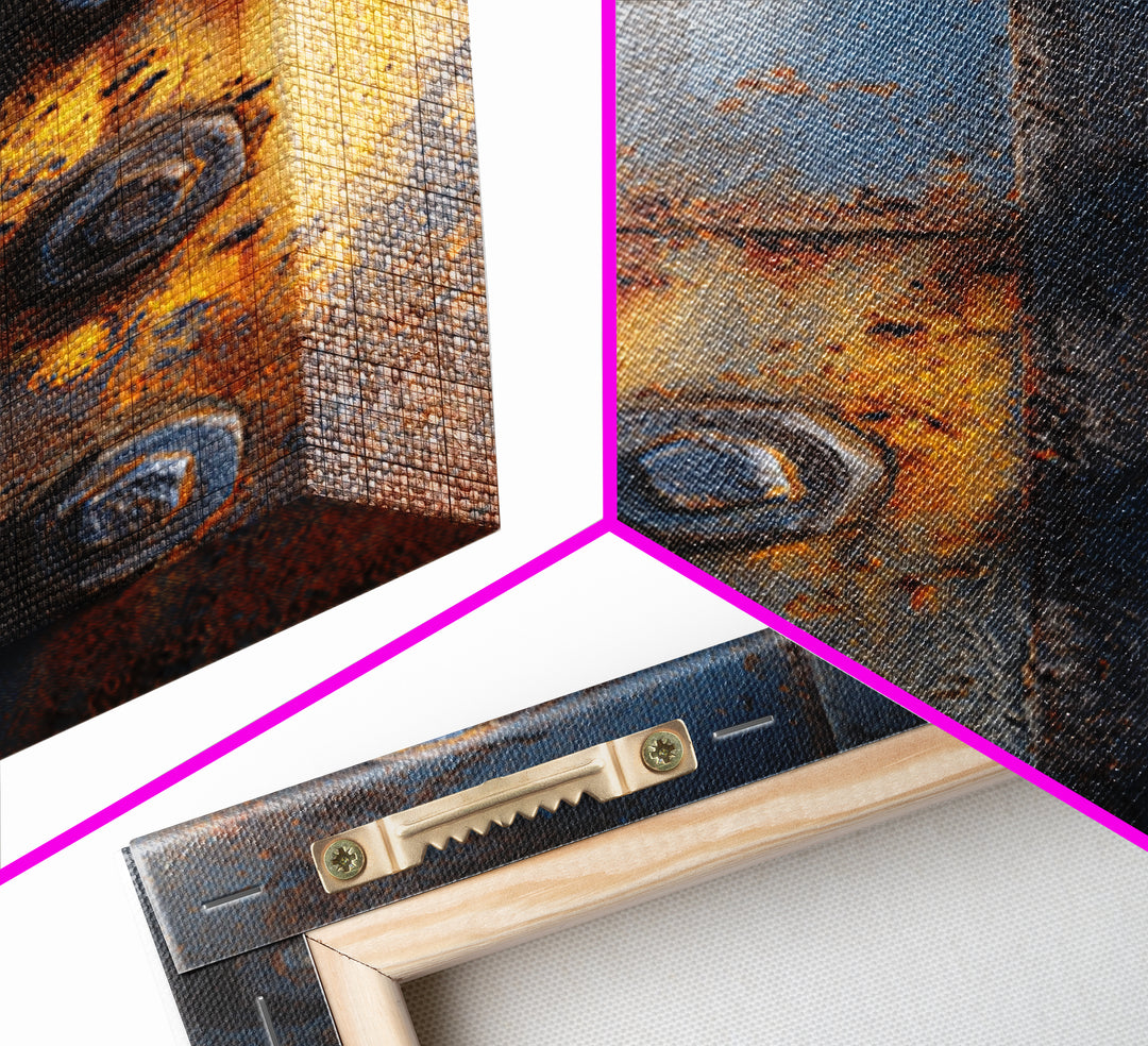 Steel and Rust Texture Abstract Panel Canvas Print, Garage Art, Art, Garage Decor, Abstract Art, Motor, Car Art, GAR-2x3-79