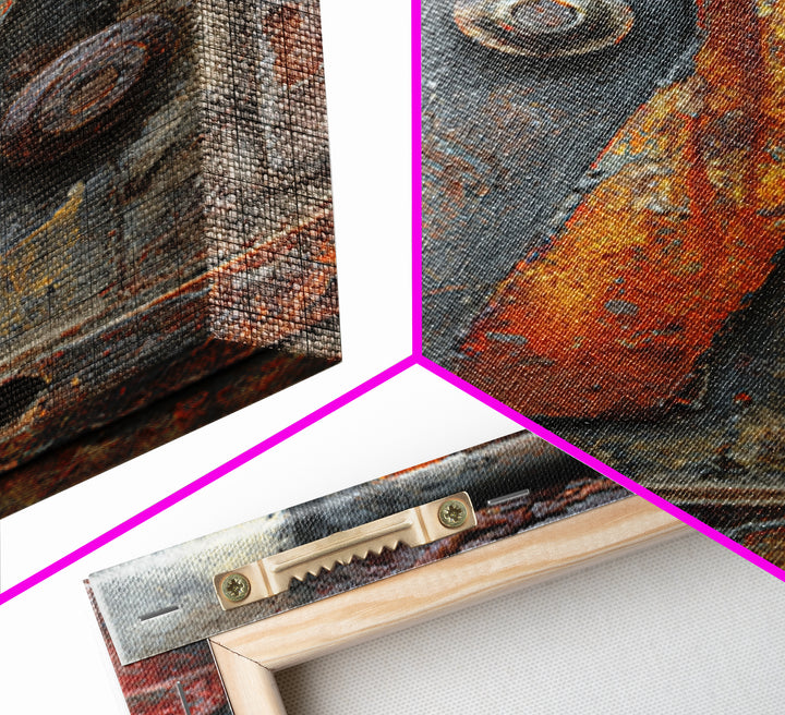 Rusty License Plate Collage Framed Canvas Print, Garage Art, Canvas Wall Art, Garage Decor, Fine Art, Motor, Autumn Wall Art, GAR-2x3-88