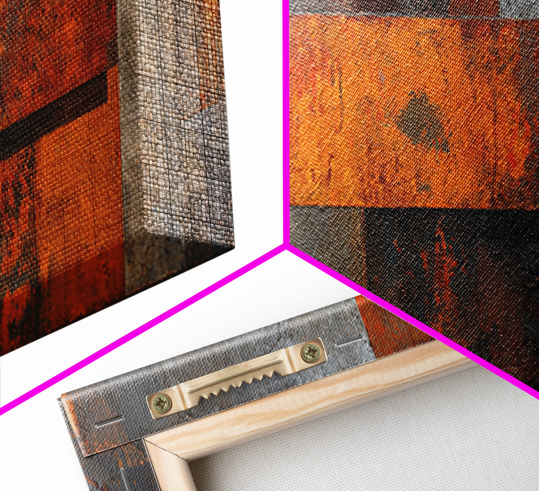 Steel and Rust Texture Abstract Panel Framed Canvas Print, Garage Art, Garage Art Poster, Garage Decor, Fine Art, Motor, GAR-3x1-15