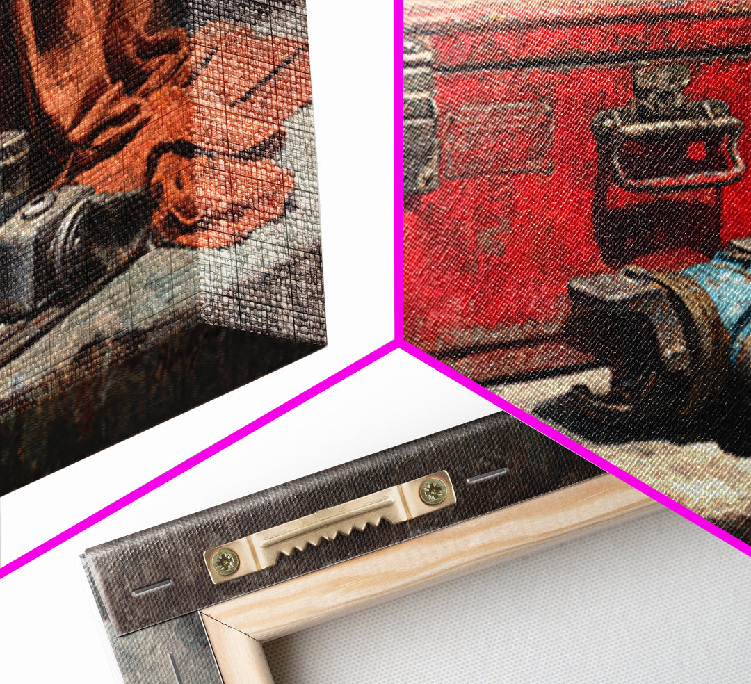 Old Toolbox with Oil Stained Rag Still Framed Canvas Print, Garage Art, Automotive Decor, Garage Decor, Fine Art, Motor, GAR-3x2-31
