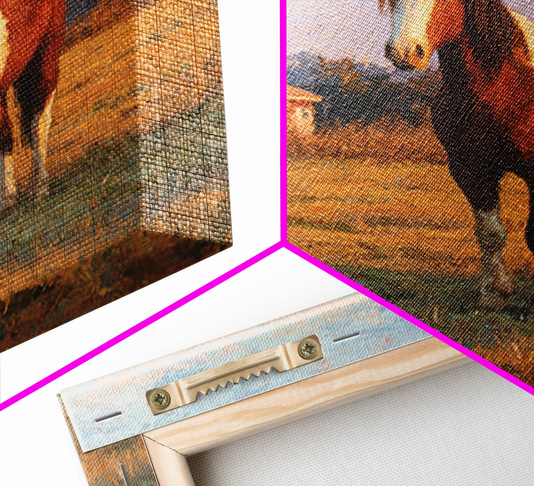Quiet Horse Pasture at Sunset Framed Canvas Print, Guest Bedroom Art, Downloadable Prints, Bedroom Decor, Fine Art, Guest, GBA-1x1-21