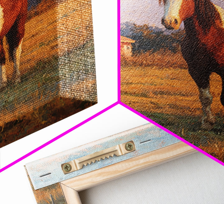 Quiet Horse Pasture at Sunset Framed Canvas Print, Guest Bedroom Art, Downloadable Prints, Bedroom Decor, Fine Art, Guest, GBA-1x1-21
