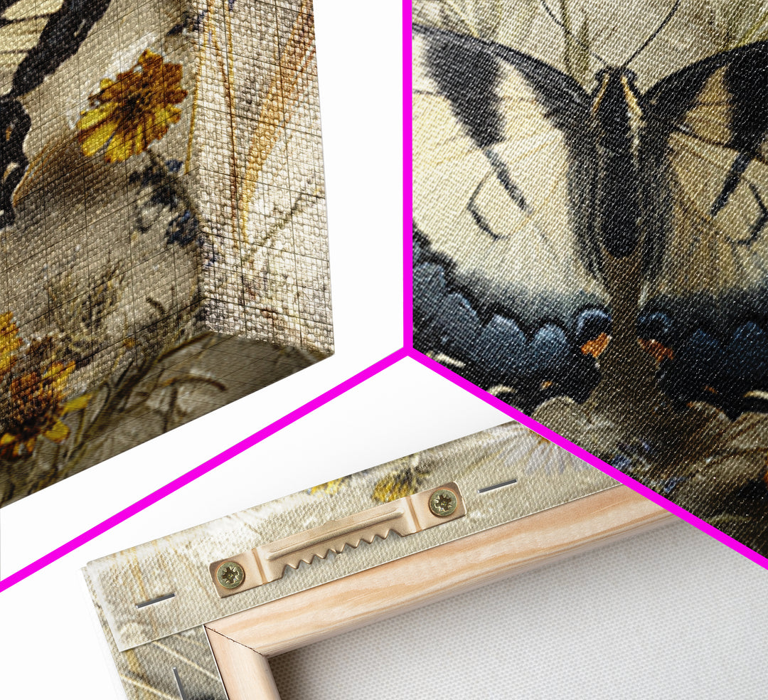 Garden Butterfly and Flowers Specimen Study Canvas Print, Guest Bedroom Art, Wall Art Prints, Bedroom Decor, Fine Art, Guest, GBA-1x1-23