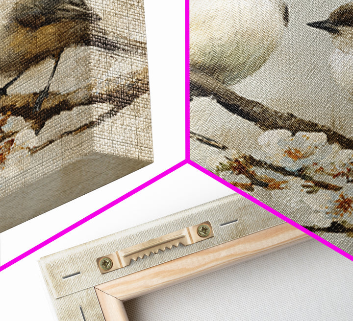 Small Bird Pair on Flowering Branch Framed Canvas Print, Guest Bedroom Art, Home, Bedroom Decor, Guest, Bedroom Wall Art, GBA-1x1-28