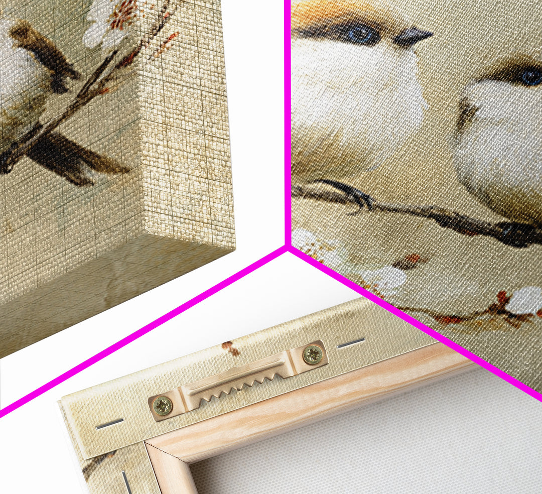 Small Bird Pair on Flowering Branch Canvas Print, Guest Bedroom Art, Home Decor, Bedroom Decor, Fine Art, Guest, Printable Art, GBA-1x1-4