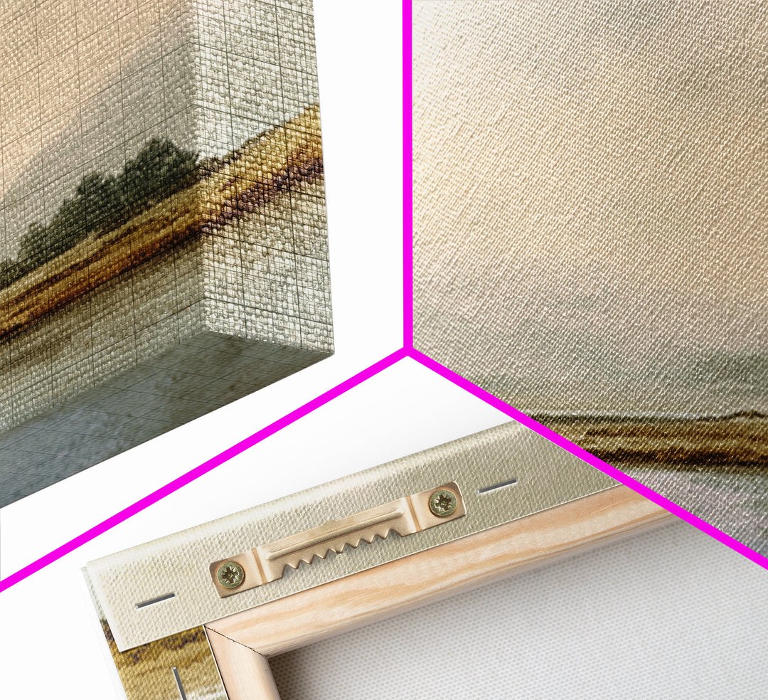Soft Mountain Horizon Framed Canvas Print, Guest Bedroom Art, Bedroom Decor, Oil Painting, Guest, Above Bed Decor, GBA-1x1-7