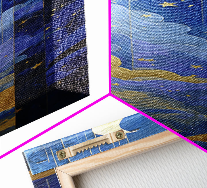Minimal Moon and Stars Composition Canvas Print, Guest Bedroom Art, Room Decor, Bedroom Decor, Fine Art, Guest, GBA-1x3-28