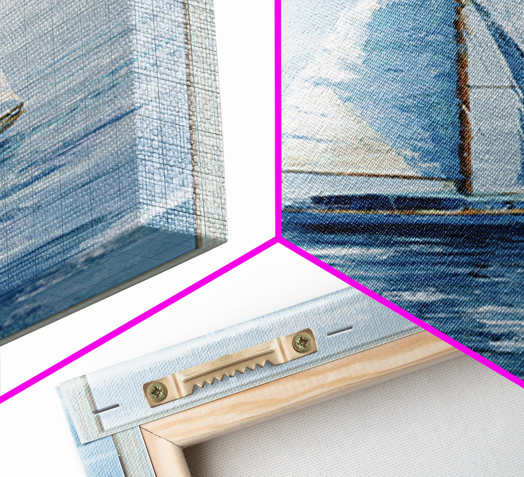 Soft Watercolor Sailboat on Quiet Water Framed Canvas Print, Guest Bedroom Art, Funky Wall Art, Bedroom Decor, Oil Painting, GBA-1x3-54