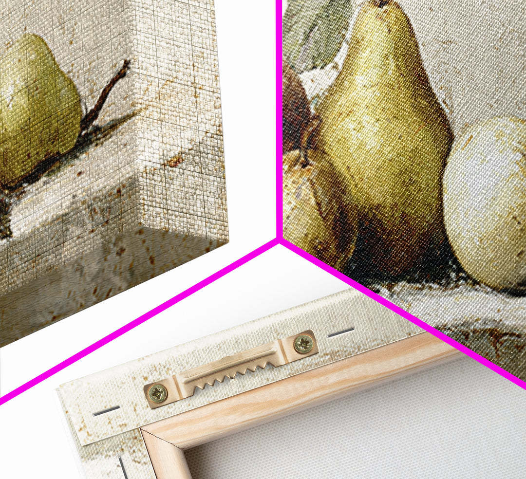 Classic Pear Still Life for Cozy Hospitality Framed Canvas Print, Guest Bedroom Art, Fine Art Print, Bedroom Decor, Guest, GBA-2x1-16