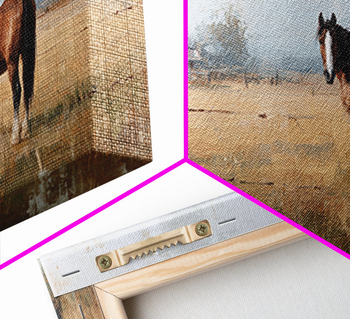 Quiet Horse Pasture at Sunset Canvas Print, Guest Bedroom Art, Contemporary Art, Bedroom Decor, Fine Art, Guest, Digital Print, GBA-2x1-17