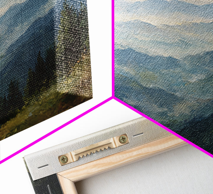 Soft Mountain Horizon Framed Canvas Print, Guest Bedroom Art, Bedroom Decor, Oil Painting, Guest, Above Bed Decor, GBA-2x1-3