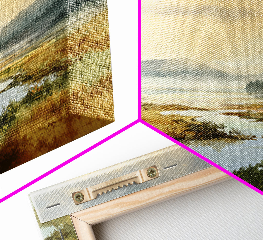 Quiet Lake Landscape at Early Morning Canvas Print, Guest Bedroom Art, Wall Decor, Bedroom Decor, Oil Painting, Guest, GBA-2x1-70