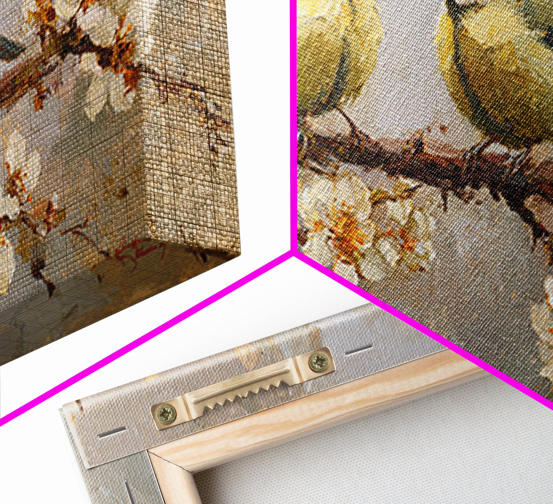 Small Bird Pair on Flowering Branch Framed Canvas Print, Guest Bedroom Art, Bedroom Decor, Watercolor Art, Guest, GBA-2x1-72