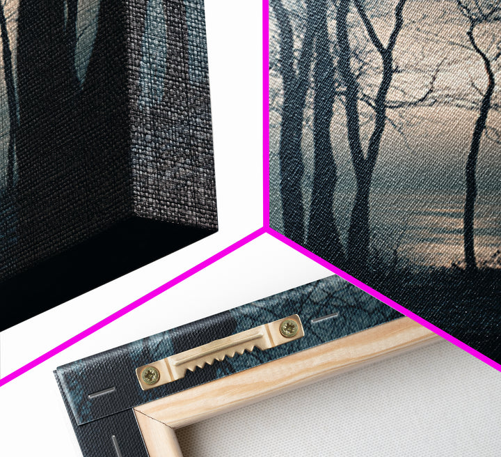 Monochrome Forest Silhouette Framed Canvas Print, Guest Bedroom Art, Contemporary Art, Bedroom Decor, Fine Art, Guest, GBA-2x3-21