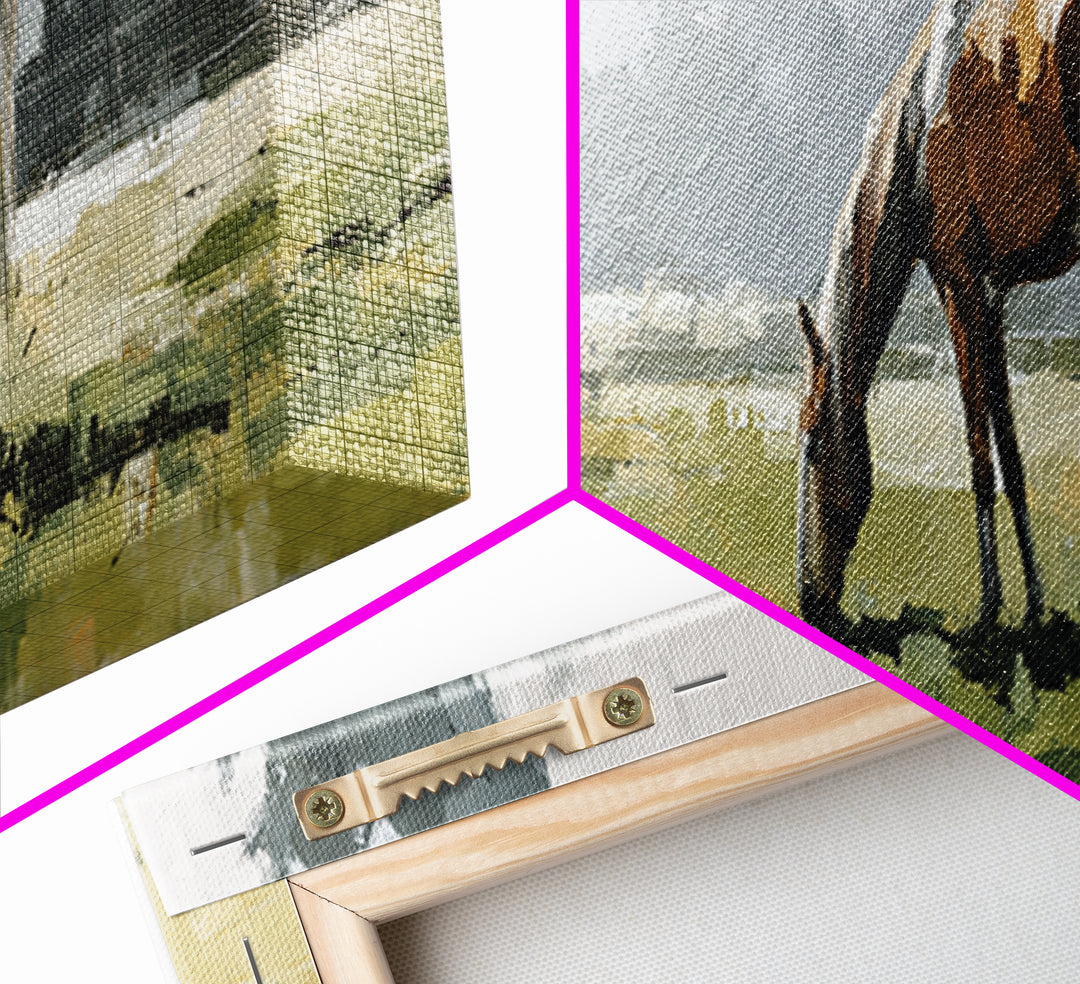 Quiet Horse Pasture at Sunset Canvas Print, Guest Bedroom Art, Bedroom Decor, Fine Art, Guest, Above Bed Decor, Funky Wall Art, GBA-3x1-13